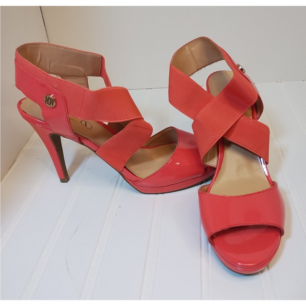 Liz‎ Claiborne Coral Orange Open Toe Platform Stiletto Sandals Womens 8M Strappy